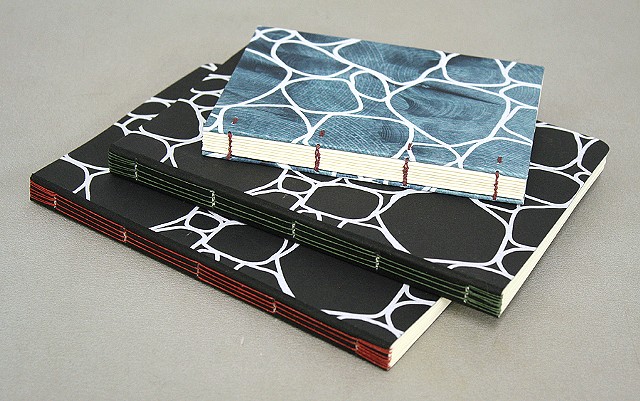 Screenprinted cells - Long and Link stitch bindings