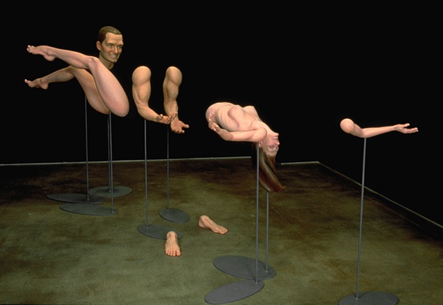 Disparate body parts compose into a tableau from one viewpoint
