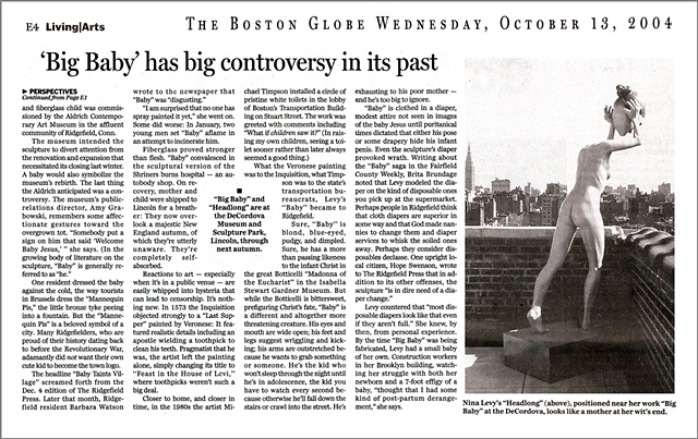 Boston Globe Article, 
Big Baby at DeCordova, 
By Christine Temin, 
Page 2