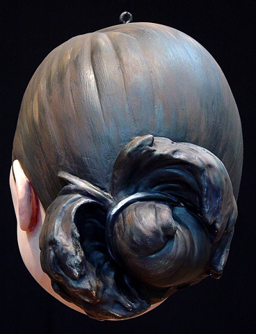 sculpted painted portrait of artist Jackie Chang