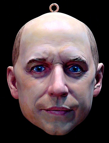 sculpted, painted portrait head of artist Julian Jackson