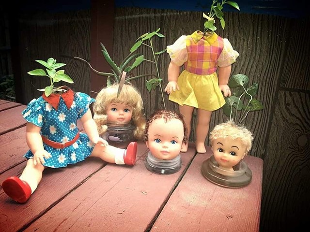 Made planters from old doll heads and bodies. Sold every single one . 