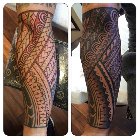 Polynesian half sleeve (freehand)