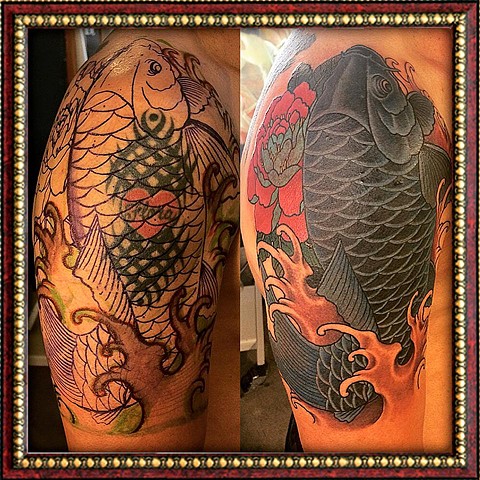 Koi Fish Tattoo Cover Up