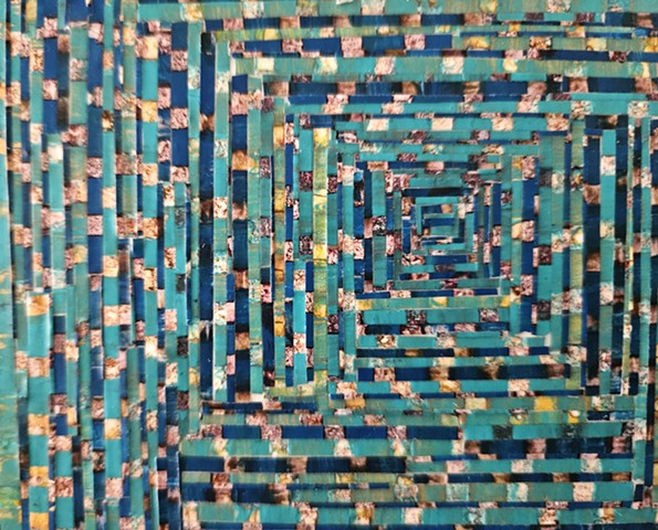 conceptual, grid, grids, abstract, collage, geometric, square, hardedge, yong sin, collaged painting