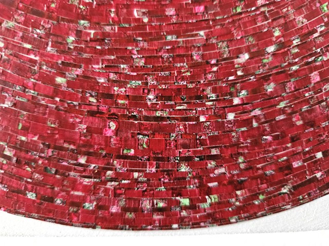 circle, collaged painting, art, painting, yong sin, yongsin, singular forms repeated, geometric