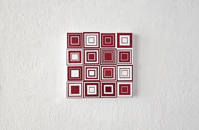 conceptual, grid, grids, abstract, collage, geometric, square, hardedge, yong sin, collaged painting