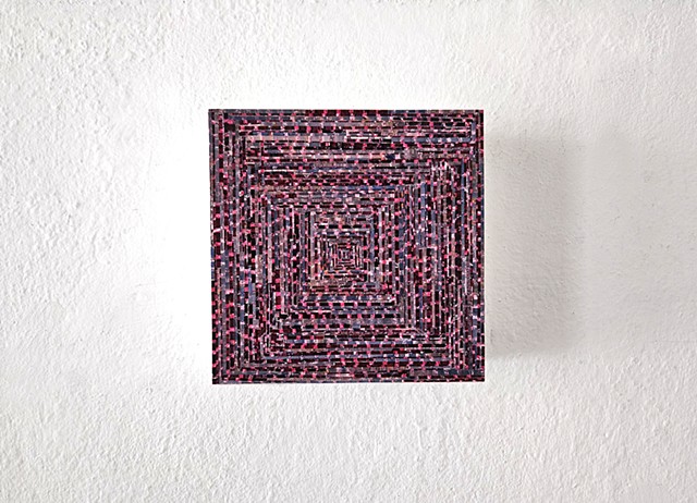 conceptual, grid, grids, abstract, collage, geometric, square, hardedge, yong sin, collaged painting