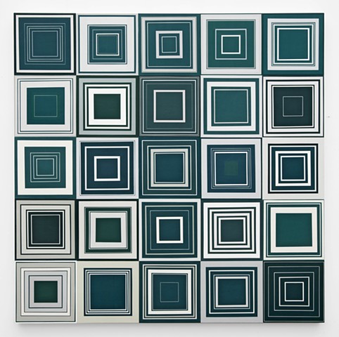 Square, abstract, minimal, shape, repetition, geometric, squares, turquois, green
