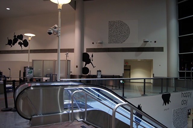 Installation view at Los Angeles International Airport, Terminal 2, happy day, public art display