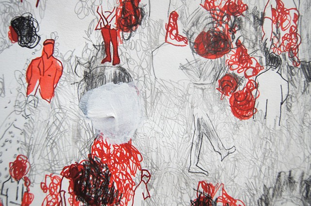 Mixed media, drawing, ink, figure 