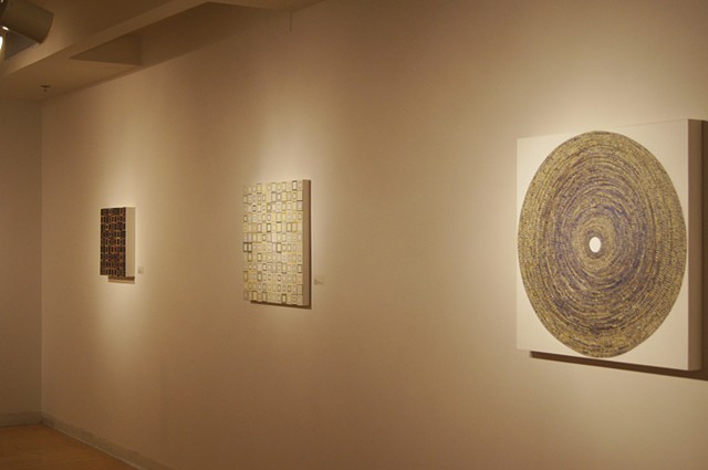 installation, Korean cultural center, circles, squares, mixed media, taped art