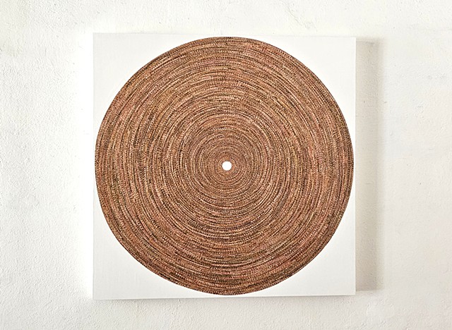 conceptual, methodical, circle, collage, contemporary art, yong sin, painting