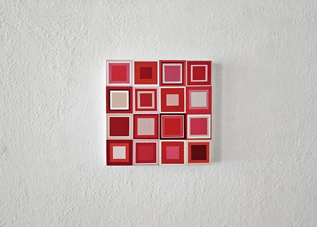 conceptual, grid, grids, abstract, collage, geometric, square, hardedge, yong sin, collaged painting