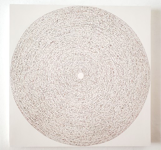 conceptual, methodical, circle, collage, contemporary art, yong sin, painting
