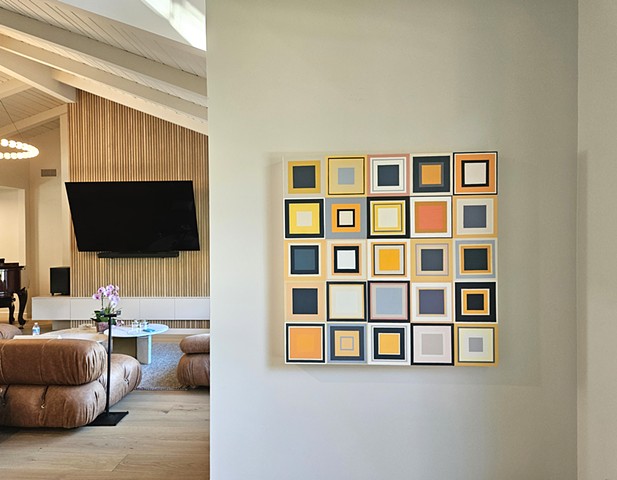 contemporary, mixed media, Yong Sin, singular forms repeated, collage, art collection, art collector