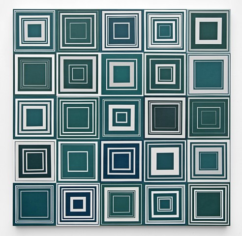 Square, abstract, minimal, shape, repetition, geometric, squares, turquois, green