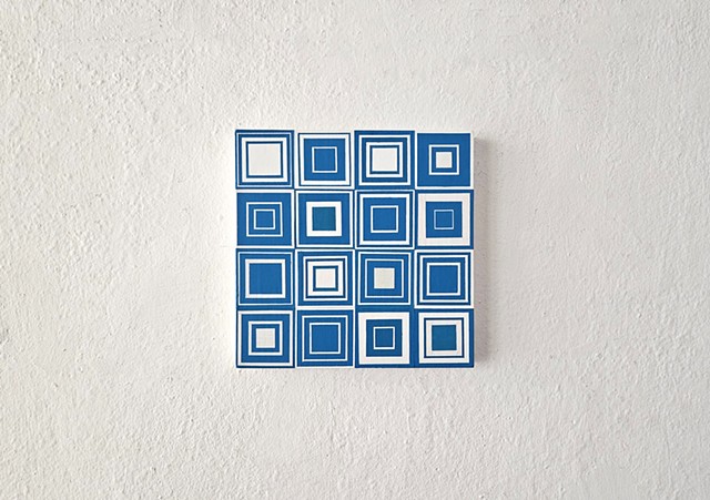 conceptual, grid, grids, abstract, collage, geometric, square, hardedge, yong sin, collaged painting