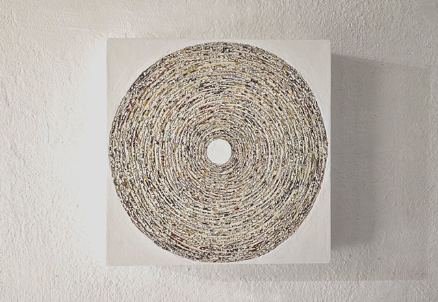 conceptual, methodical, circle, collage, contemporary art, yong sin, painting