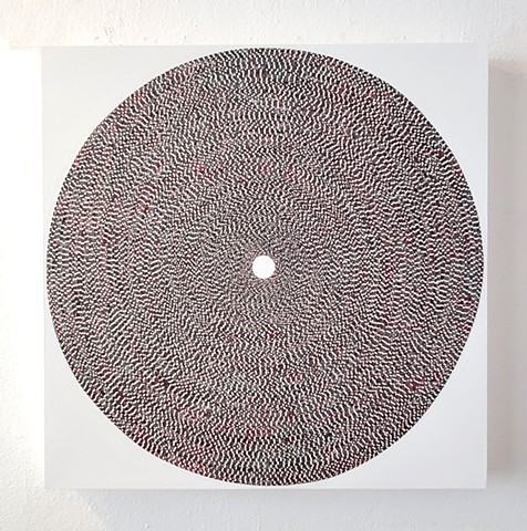 circle, abstract, painting, contemporary art, yong sin, collage, tape