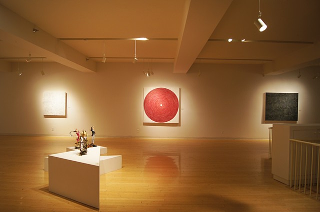 installation, korean cultural center, circles, squares, mixed media, taped art