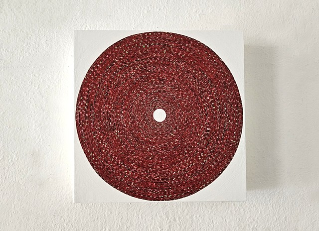 conceptual, methodical, circle, collage, contemporary art, yong sin, painting