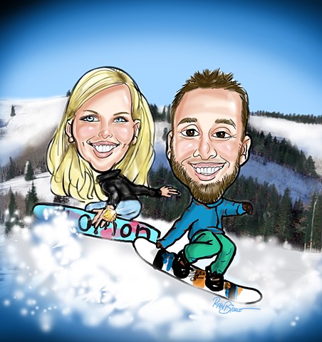 Save The Date Ski Caricature