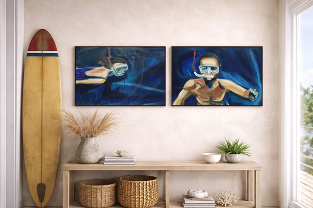 snorkelers diptych