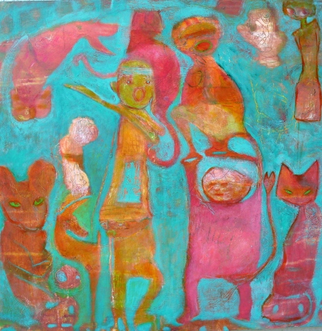 green pink cats creatures figures expressionism Portland mouse saturation catfish 