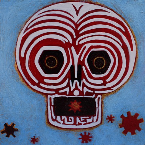skull painting for Day of the Dead show by Cathie Joy young art during covid 19