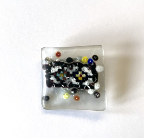 Small Kilim Glass Brooch