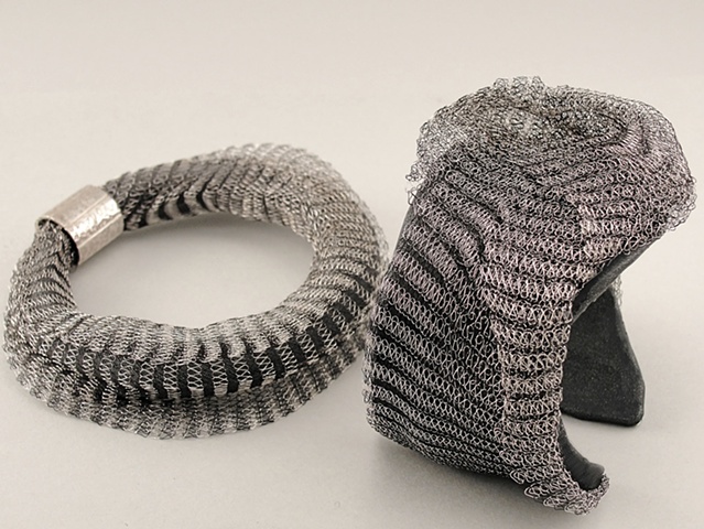 Striped knit wire cuff and bangle by sarah buck mueller