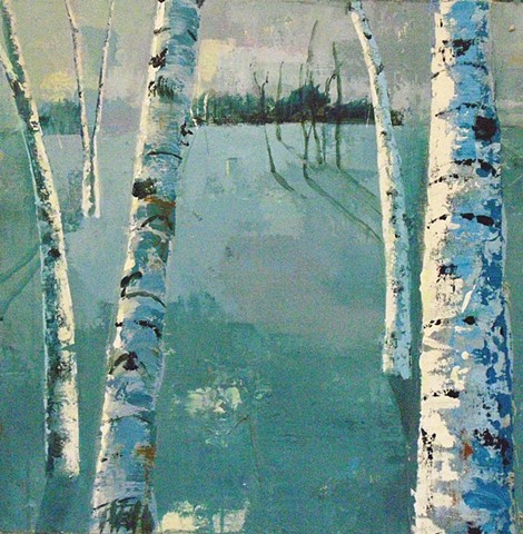 Birch trees, winter landscape