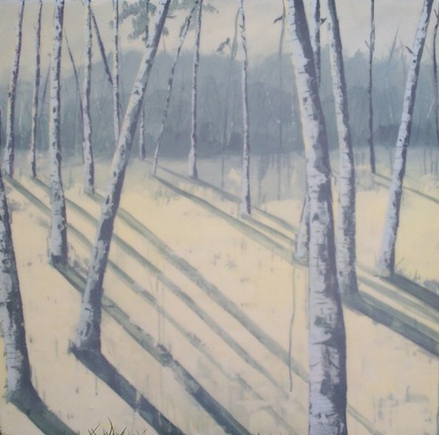 birch trees, winter landscape