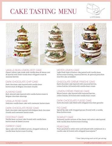 Wedding Menu for Luckybird Bakery (Page 2)