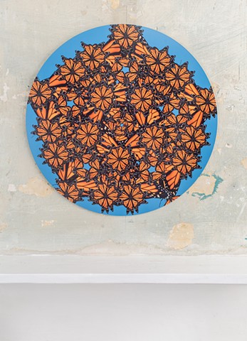monarch abundance sacred geometry orange black blue art by muffin