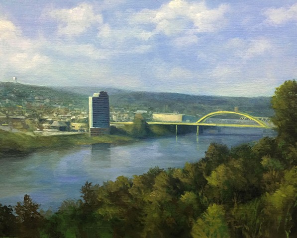 "A View of the City from Eden Park", painted en plein air.