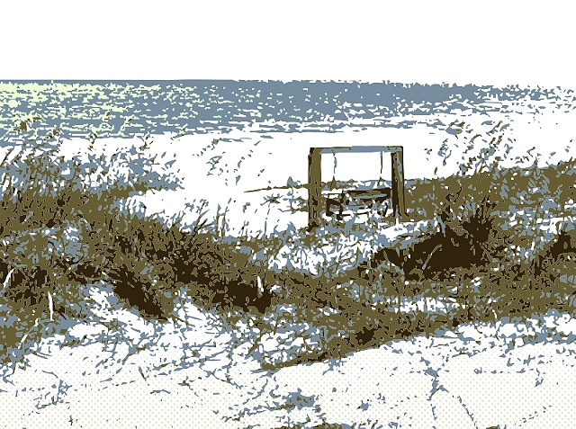 Deserted Beach with Swing on Tybee Island, Georgia