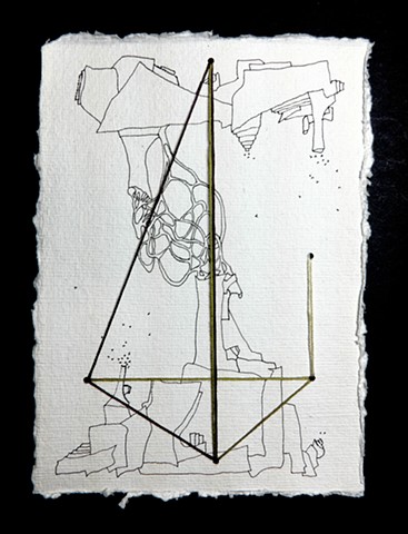 JR Larson, pyramid, point, drawing, thread, volumetric, string, detail, organic