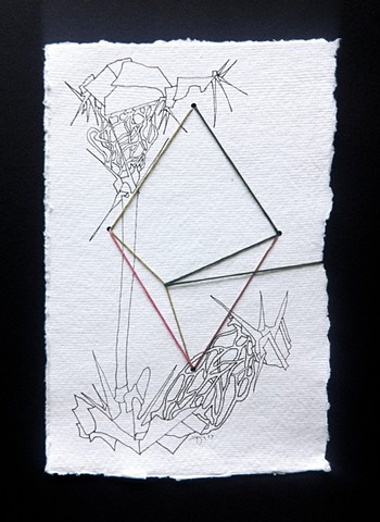 JR Larson, skipjack, drawing, thread, volumetric, string, detail, organic