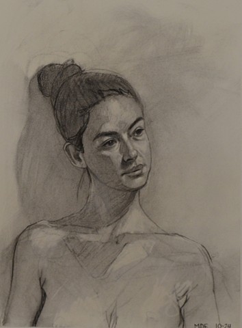 head Study with Bun in Hair