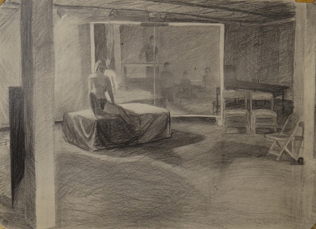 BFA, Ballroom Drawing, Model with Mirror 3