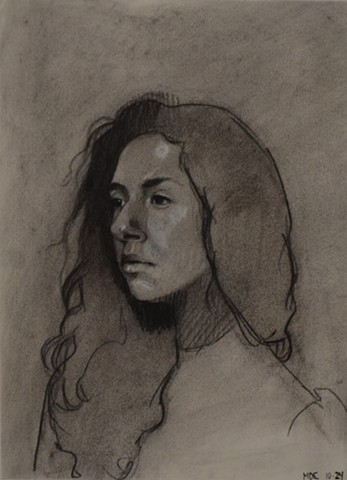 Portrait with Long, Curly Hair