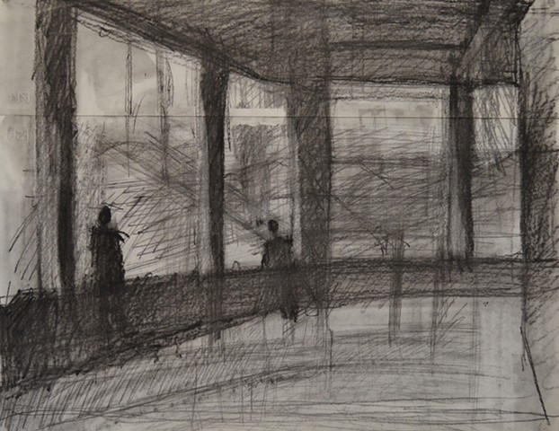 First Drawing of the Loggia at Pensione Sorelli Bandini