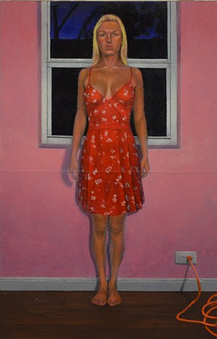 Woman in Red at Night