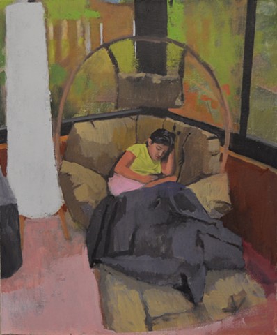 Sloane in the Egg Chair, Seven Years Old