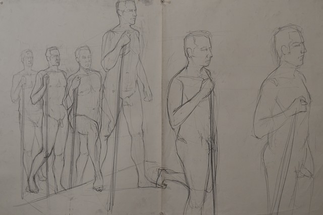 PeterWalkingThroughSpace/24x36/GraphiteonPaper/2014