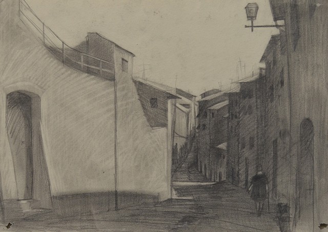 Old Woman on Steep Hill
