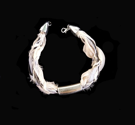 Bracelet, silk and metal