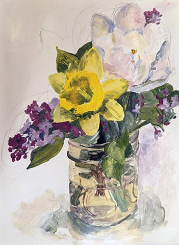 Spring bouquet study in acrylic